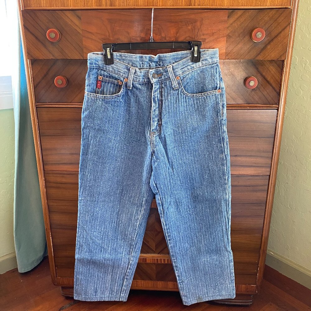 Vintage 80's Lei jeans with quilting stitching as stripes